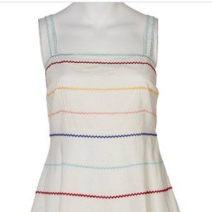 Ivory & Rainbow Stripe Sleeveless A-Line Dress